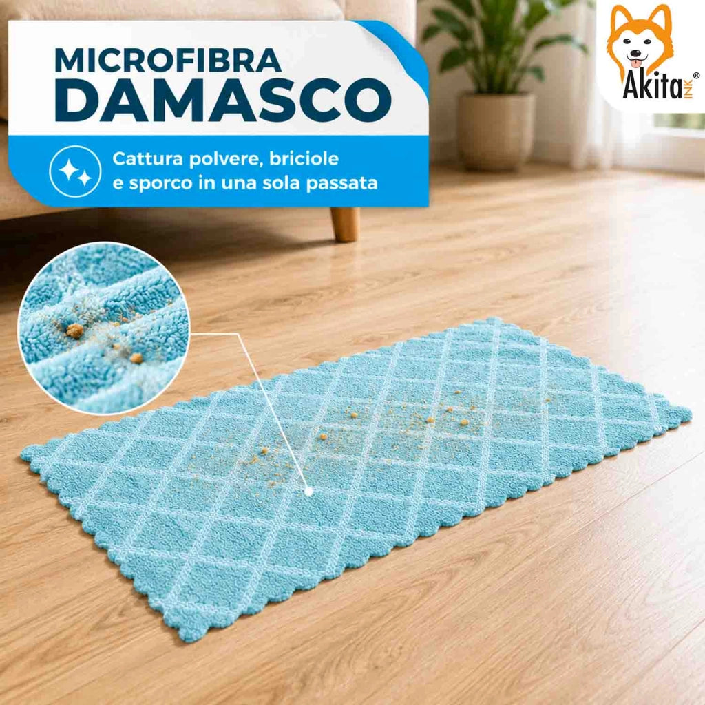 Akitaink 3 Panni Pavimenti Microfibra Damasco 48x68 cm