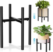 Regolabile Tavolo Fiori in Metallo - Nero - Per Esterni e Interni - Adatto per Vasi da 20-35 cm - Scaffale per Piante
