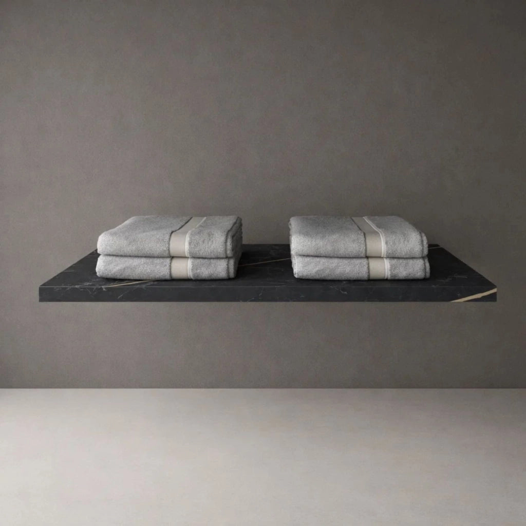 Mensola inferiore per lavabo sospeso freya in artificial stone colore nero e nocciola venato *** finitura- nero, conf...