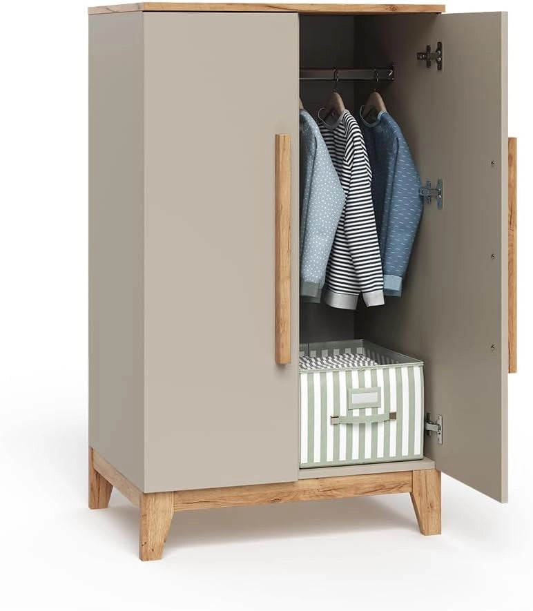 Armadio per bambini Malia, Cashmere/Artigianale, 70 x 120 cm, per la conservazione di abbigliamento per bambini e combinabile