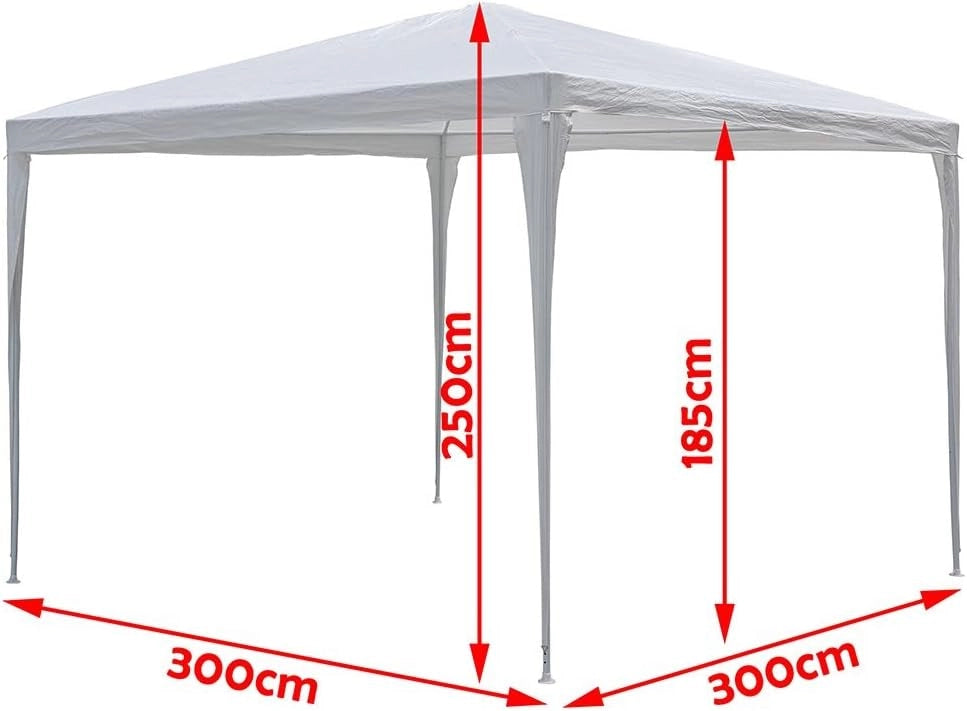Gazebo Giardino 3x3 mt in Metallo Telo Impermeabile Bianco Terrazzo Stand Fiera