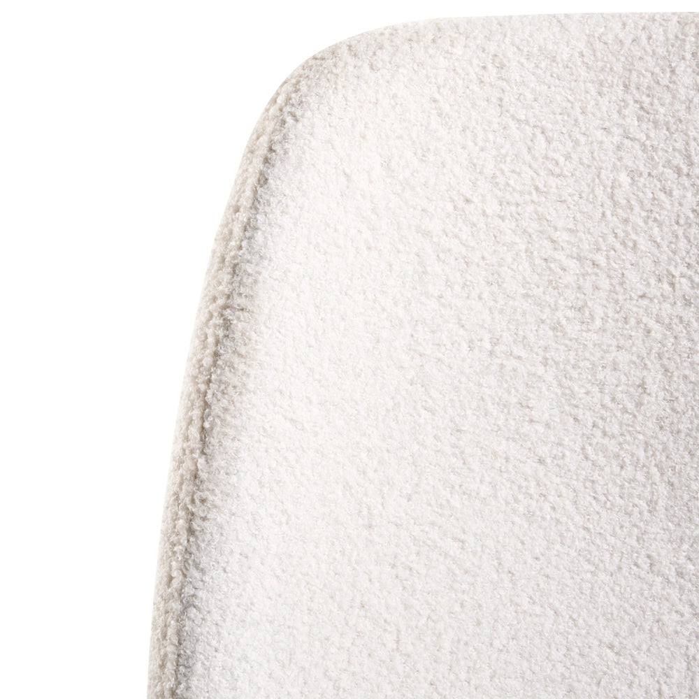 Sedia da ufficio con rivestimento in bouclé bianco, seduta girevole e regolazione dell'altezza