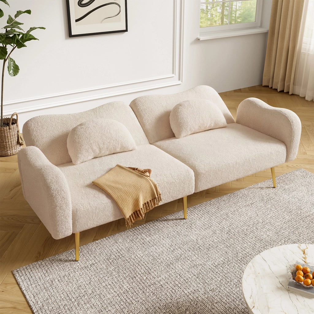 Divano letto due posti - Zephmum- Moderno schienale regolabile gambe metallo dorate