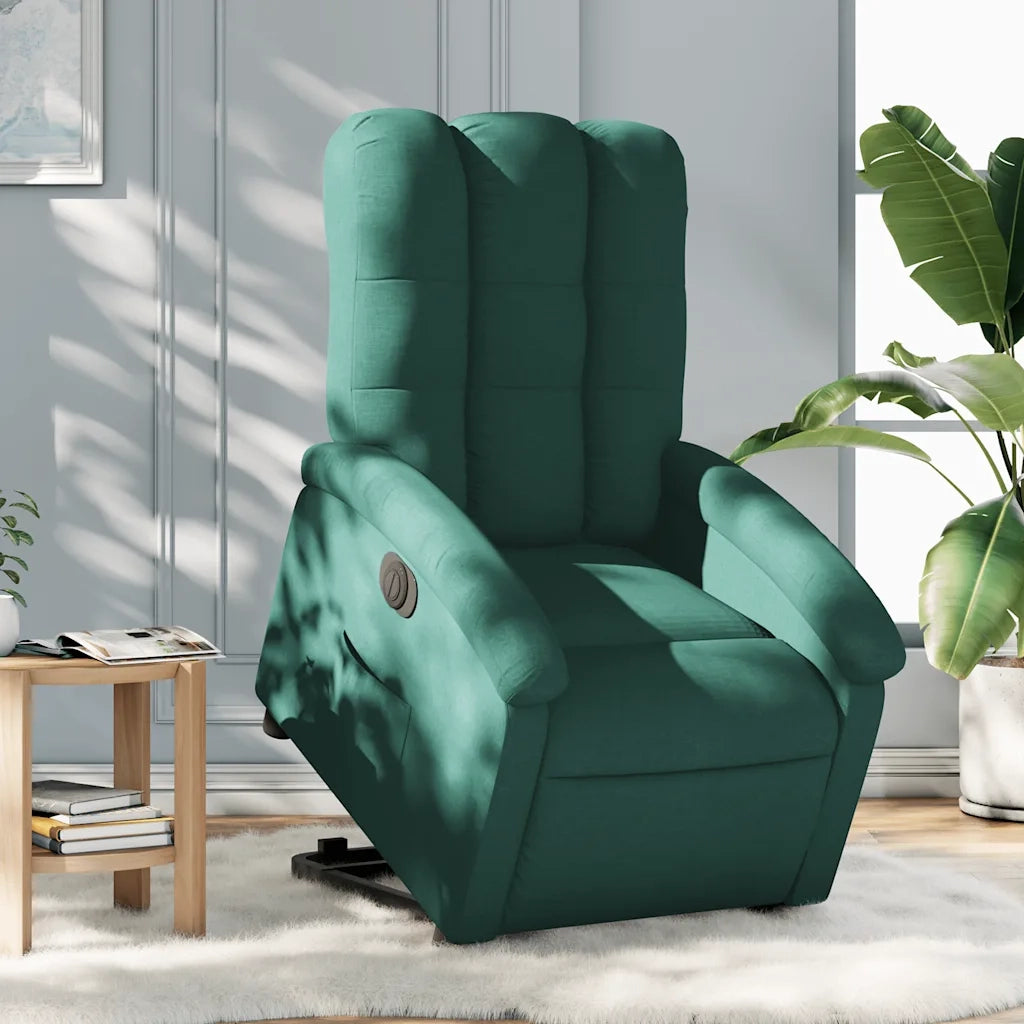 Poltrona Alzapersona Reclinabile Elettrica Verde Scuro Tessuto 3204122