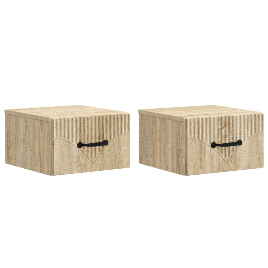 Mobiletto da notte a muro 2 pcs Rovere Sonoma 34,5 x 33 x 20 cm