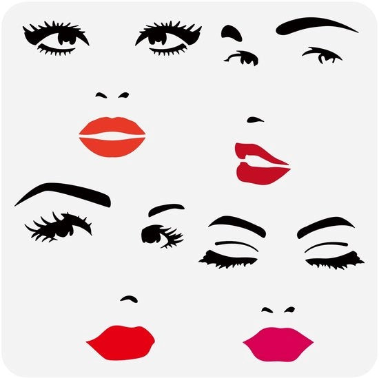 Stencil da trucco per donna - Modulo riutilizzabile - 30 x 30 cm - Espressione facciale creativa - Ideale per dipingere
