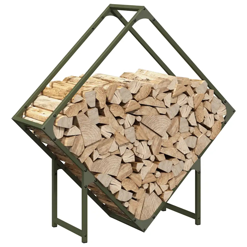 Rastrelliera per Legna da Ardere Verde Oliva 80x25x80 cm 864286
