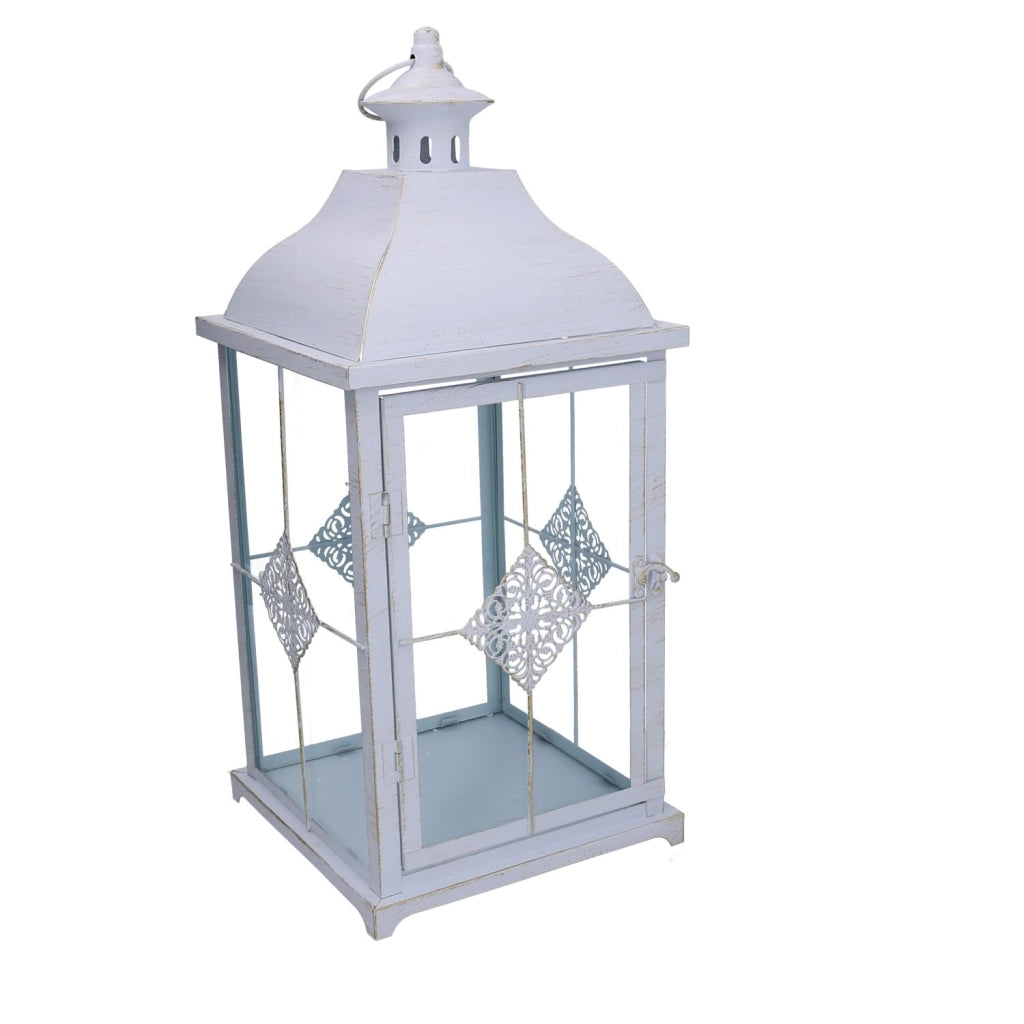 Lanterna metallo 1-2 bianco opaco dorato quadro cm22x22h51
