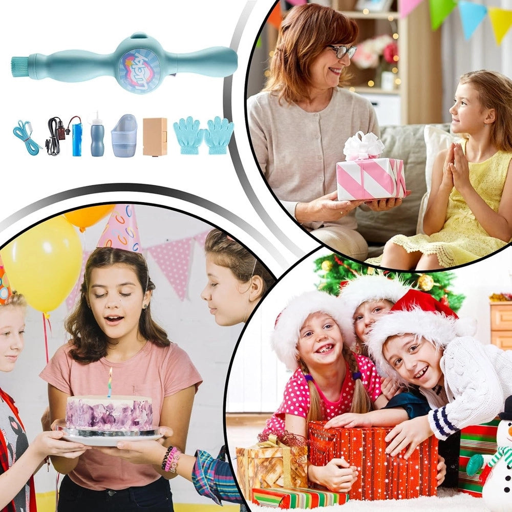 Trade Shop - Macchina Per Bolle Di Fumo Luce Colorata Per Feste Giocattolo Spiaggia Portatile Bambini -