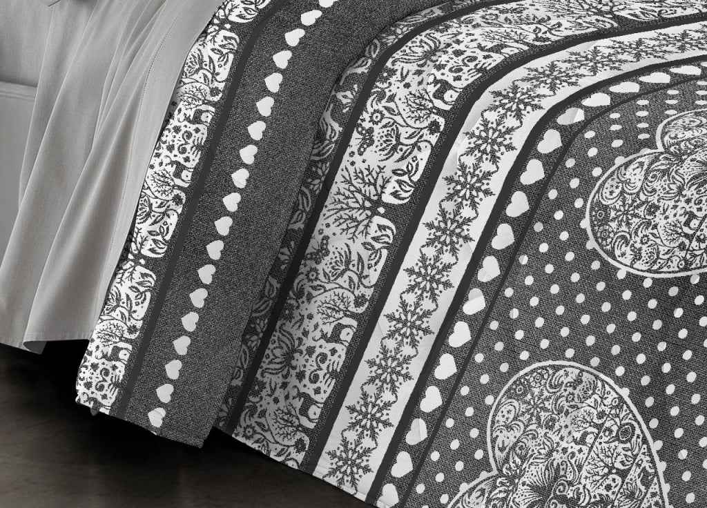 Trapunta Piumone Invernale Linea Pensieri Delicati Disegno New Tirolo - Matrimoniale - Grigio