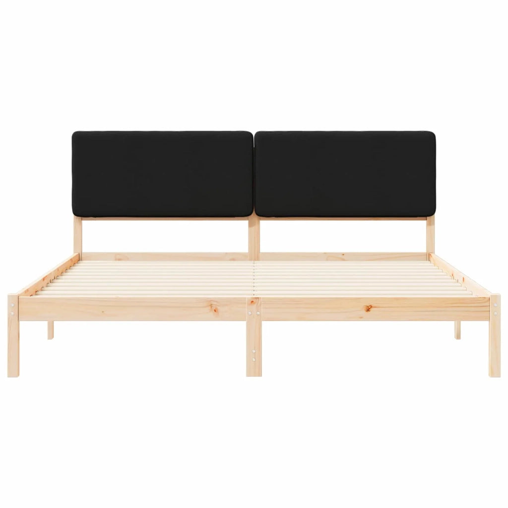 Letto con Testiera Rivestita Nero 200 x 200 cm Pino massello 3405564