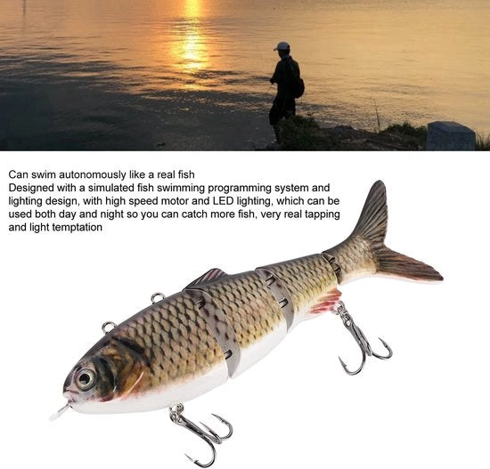 Asta robotica per acquario - Carica via USB - Illuminazione LED verde - Asta per acquario a multiuso per acqua dolce - Ideale per la pesca sportiva -