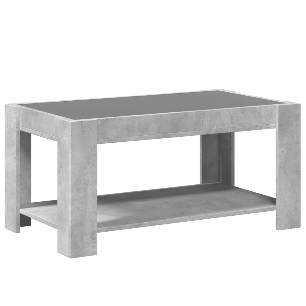 Tavolino salotto | Tavolino da caff¨¨ | Tavolino da Soggiorno con LED Grigio Cemento 93x53x45 cm Multistrato