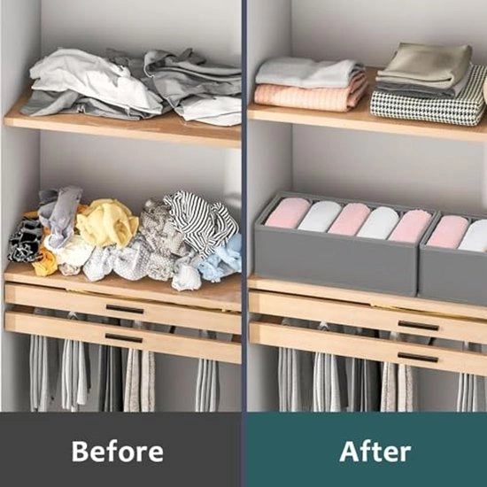 Organizzatore per abbigliamento - Organizzatore pieghevole per intimo, abbigliamento per bambini, calze e cravatte - 8 pezzi - Grigio scuro