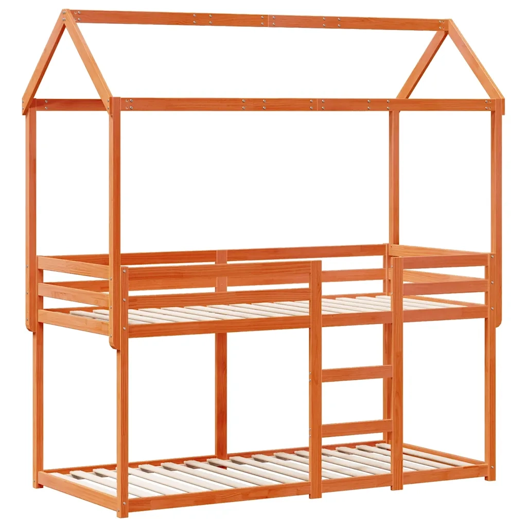Letto singolo | Letto per adulti | Letto a Castello con Tetto Cera 80x200 cm Legno Massello Pino