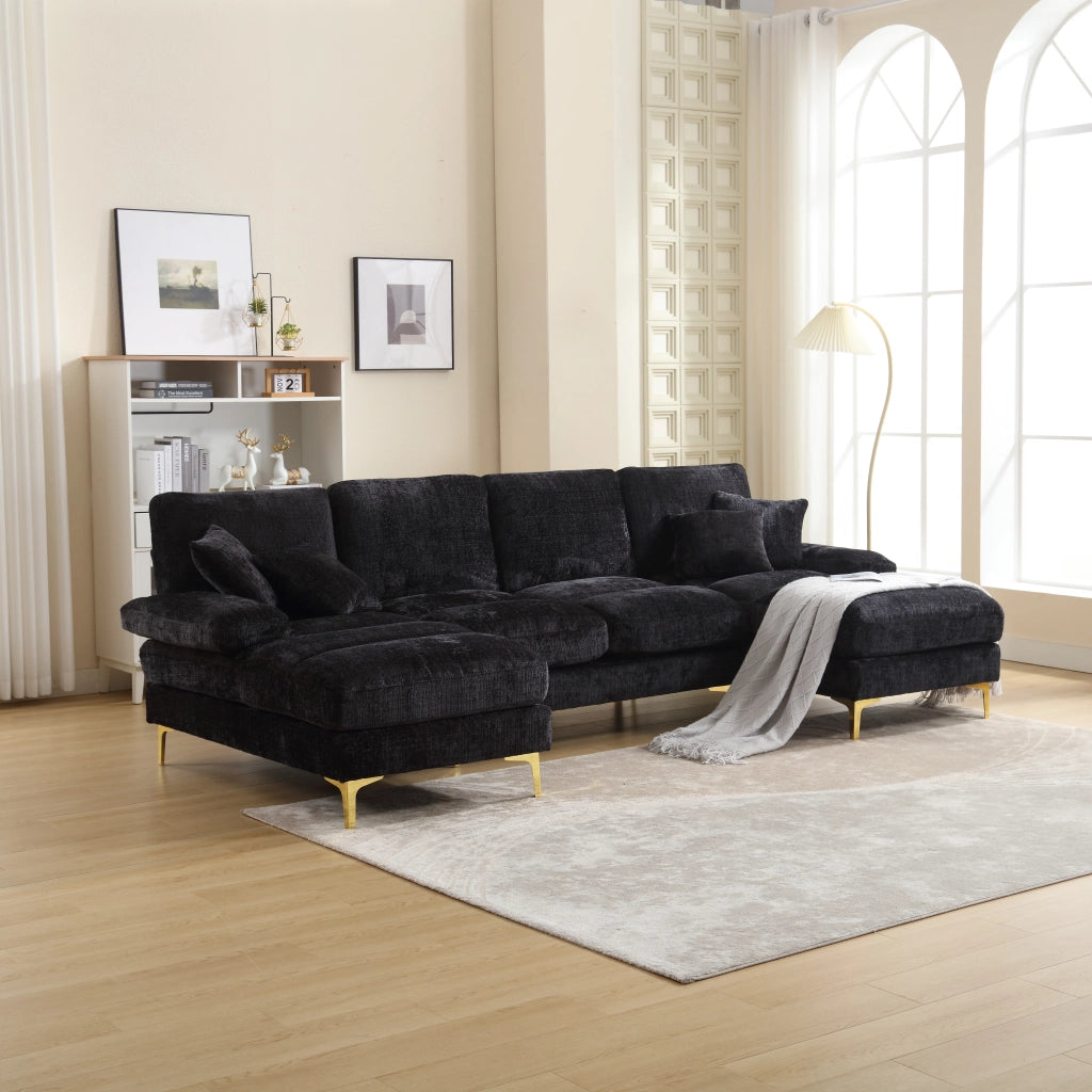 Divano Angolare U-Shape Chenille con Doppia Chaise Longue ¨C MINIMAL ¨C Grigio