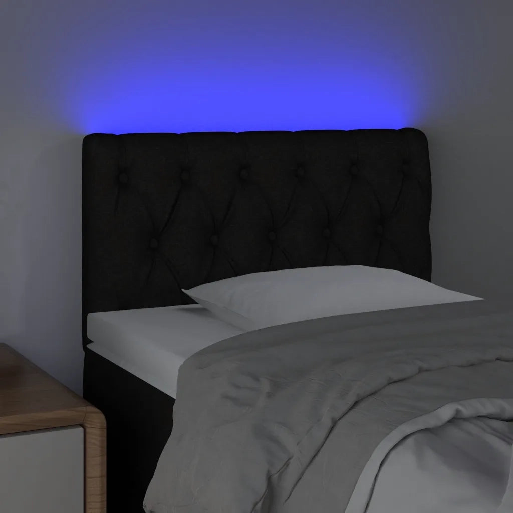 Testiera | Testata a LED Nera 80x7x78/88 cm in Tessuto