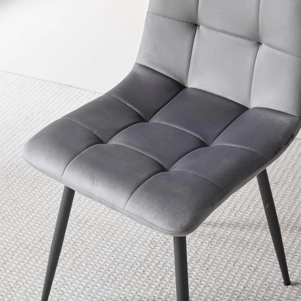 GrandCA HOME Set di 8 Sedie da Pranzo con Seduta Imbottita in Velluto, Sedie da Cucina Moderne con Gambe in Metallo, Grigio-HL
