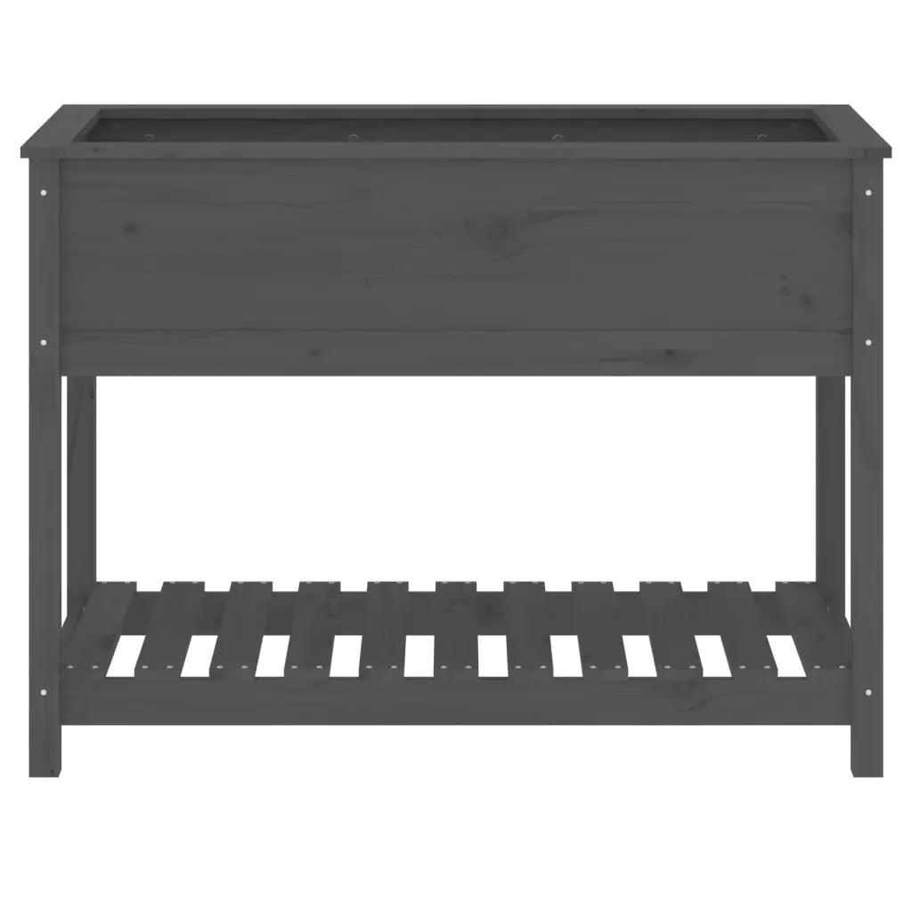 Fioriera con Mensola-Vaso con Ripiano-Contenitore per Piante Grigia 111,5x54x81 cm Legno Massello Pino