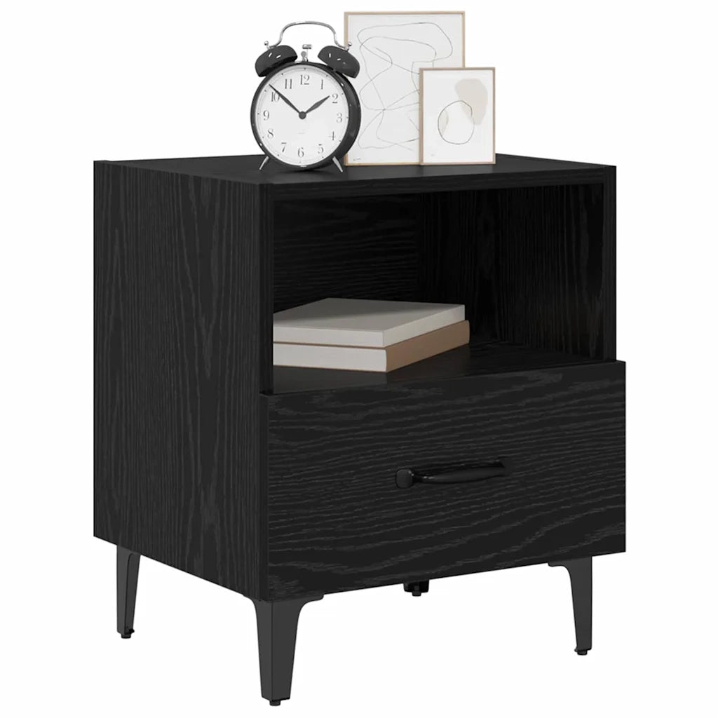 Comodino | Armadio da Notte | Mobiletto da notte con cassetto Rovere nero 40 x 35 x 47,5 cm