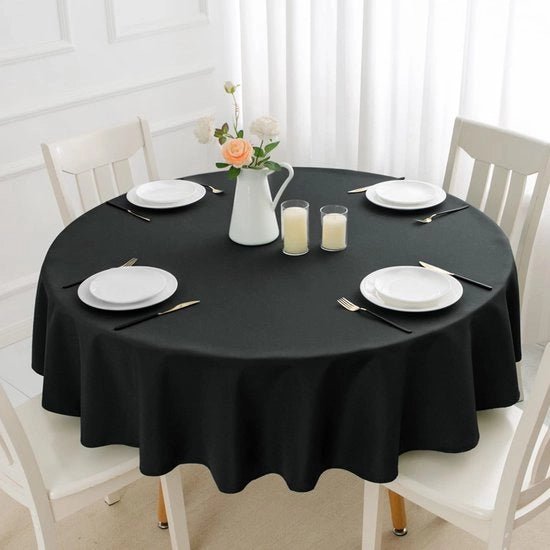 Tappeto da tavolo nero a forma rotonda 160 cm lavabile e impermeabile tappeto da tavolo per festa, ristorante, sala da pranzo, giardino, esterno, Halloween, autunno, inverno