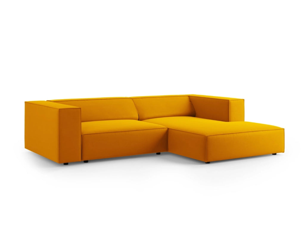 Cosmopolitan Design - Divano angolare destro "Arendal" 3 posti in velluto giallo 