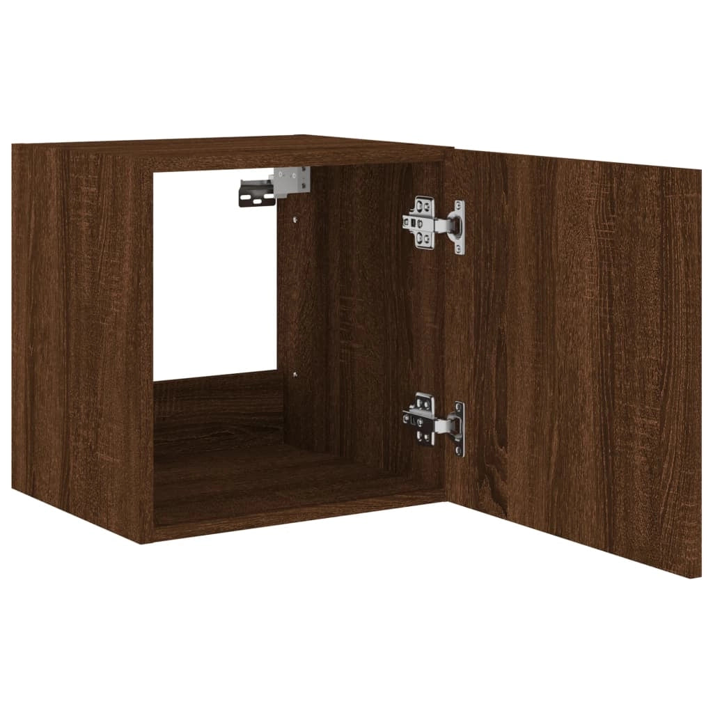 Mobile TV multimediale da parete mensola TV credenza TV per sala da pranzo soggiorno camera da letto con luci LED 2 pezzi rovere 40,5 x 35 x 40 cm marrone 02_0029162