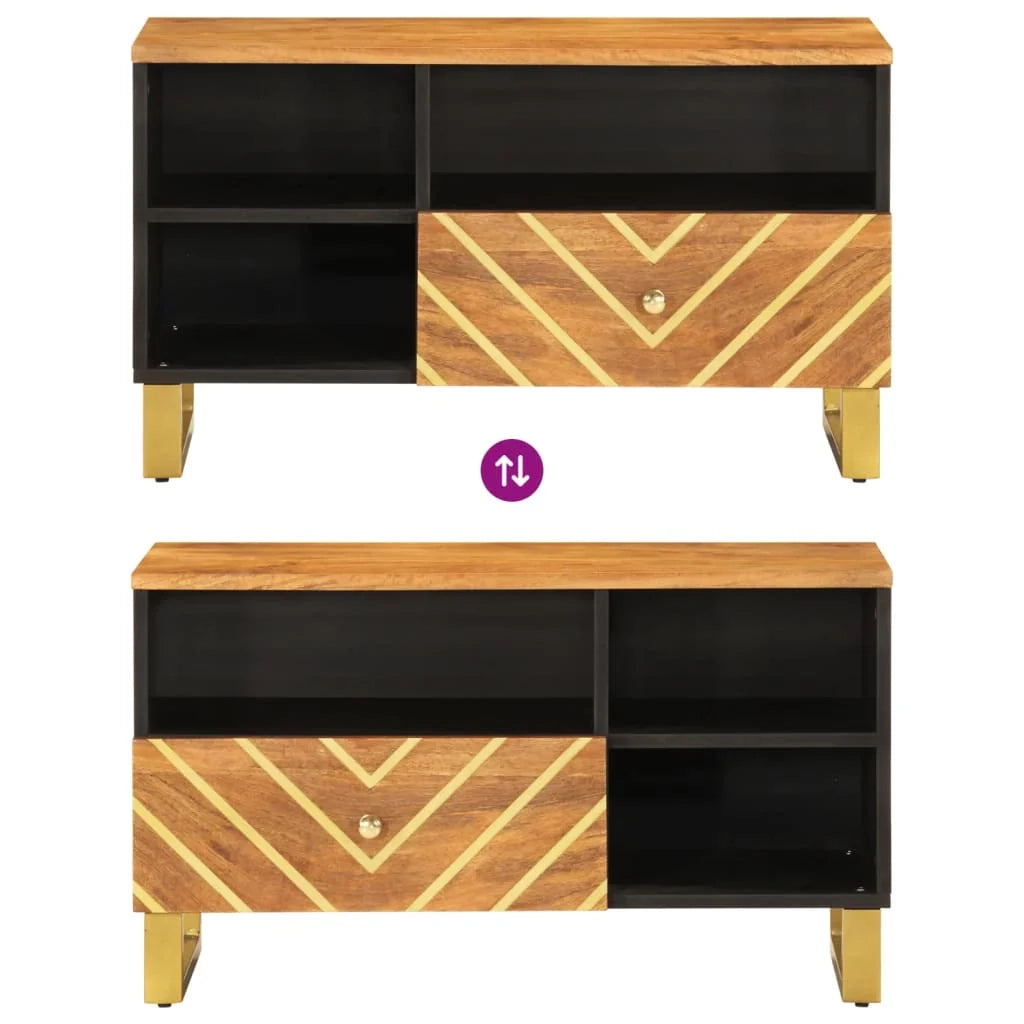 Mobile TV multimediale scaffale TV credenza mobile TV sala da pranzo soggiorno camera da letto 80 x 33,5 x 46 cm legno massello di mango marrone 02_0027598