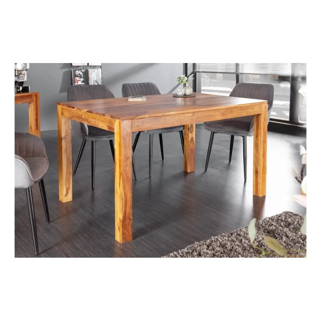Table TAVINA – Legno massiccio di sheesham – 135 cm – Piano spesso 97 mm – Stile rustico