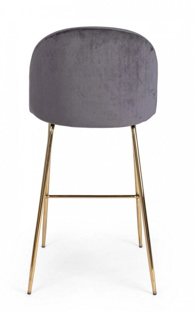 Set 2 Sgabelli Bar 51x55x105h cm Carry Velluto Grigio Scuro