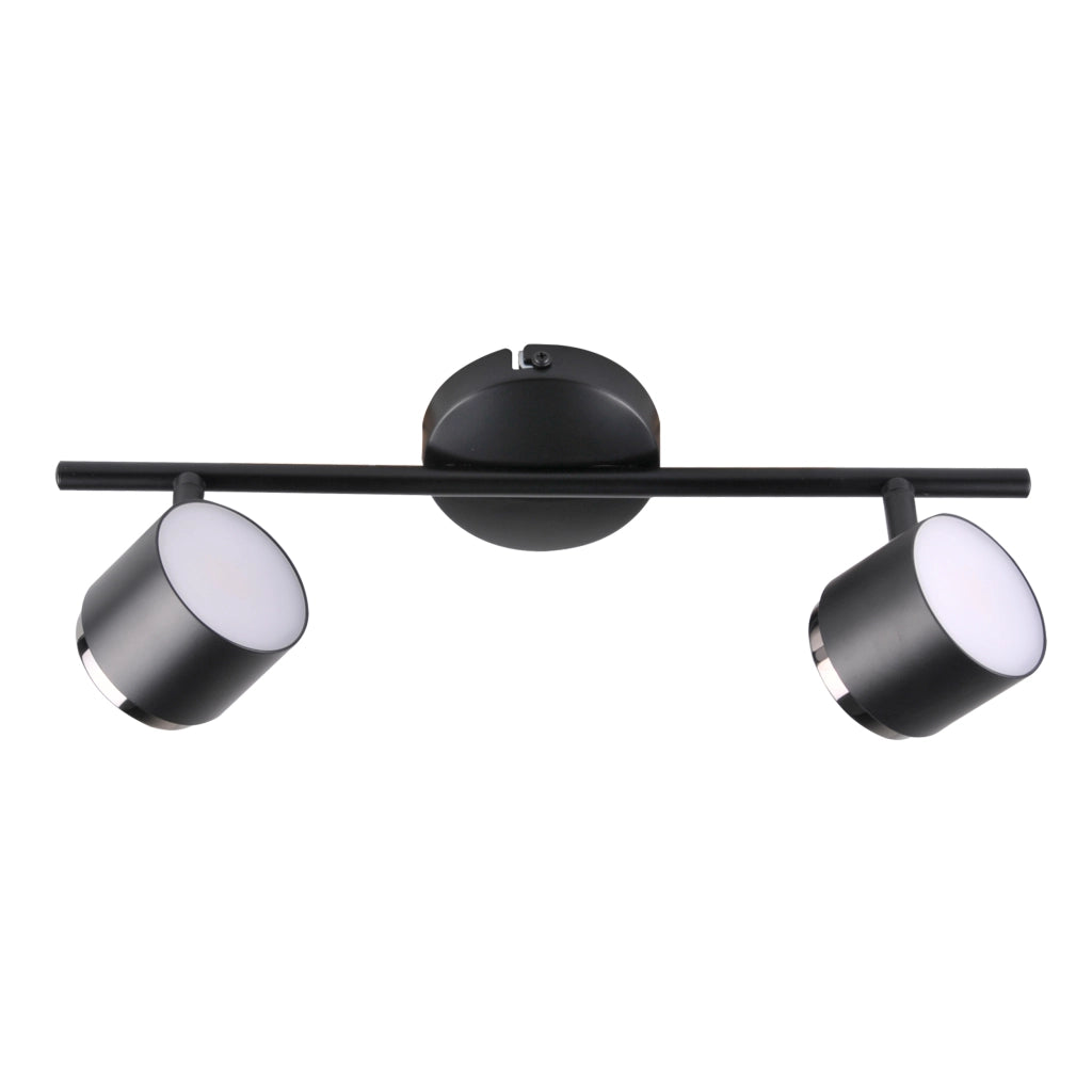 Applique-plafoniera LED orientabile 2 luci nera 3000K Polux Kubik