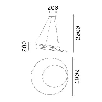 Lampada a sospensione Collezione OZ LED 75W luce calda ottone altezza regolabile Ideal Lux