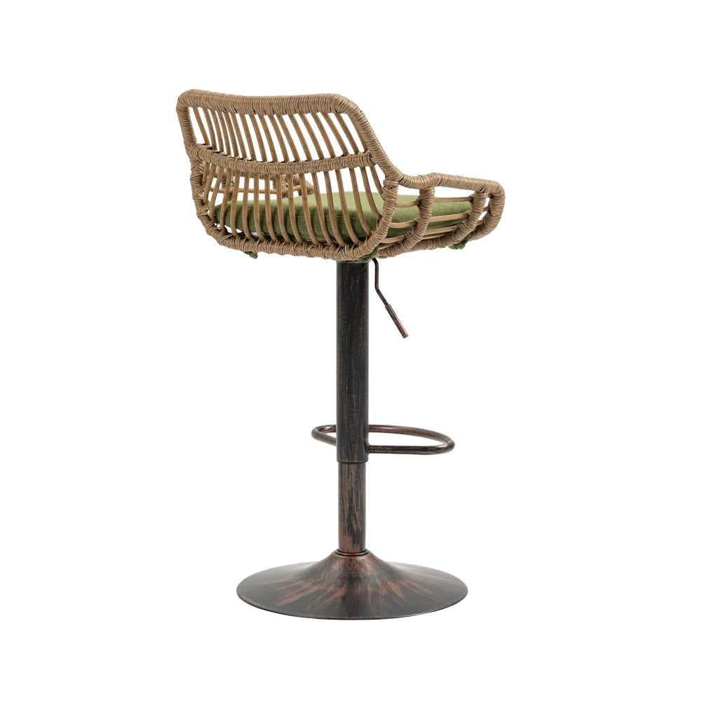 Set di 2 sgabelli da bar girevoli 360° regolabili in altezza; 49x48x89-109 cm; verde in lino