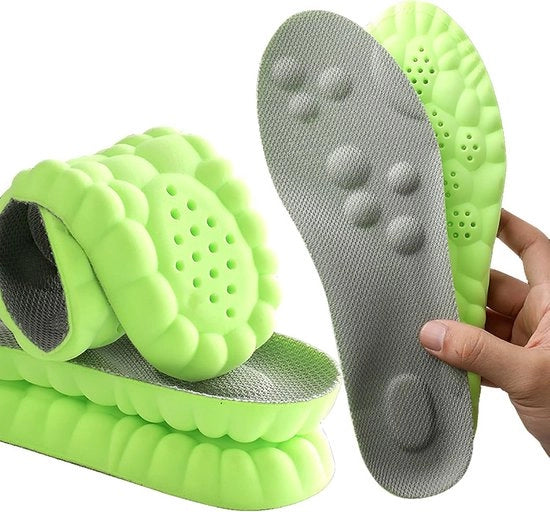 2 Pair Innespoli di Memoria Foam per Uomo e Donna con Supporto Arcuato, Innespoli di Comfort per Massaggio, Innespoli di Sostituzione per Sport, Scarpe da Allenamento ad Assorbimento di Umidità per Allenamento, Lavoro, Sport - Grigio su Verde - 43