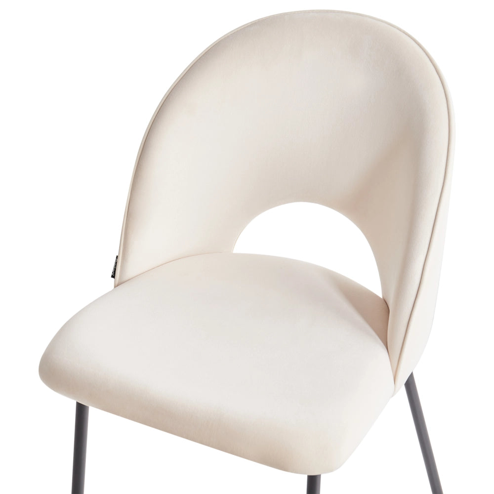 Set di 2 sedie da pranzo rivestimento in tessuto beige gambe nere glamour retrò