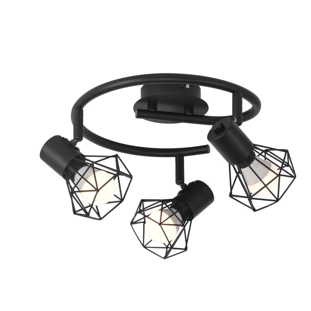 ZMH Faretto da soffitto neri 3 luci E14 circolari girevoli retrò metallo max 25W senza lampadina