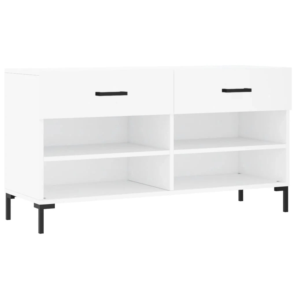 Panca portascarpe/stivali cassettiera scaffale mobiletto portaoggetti per ingresso 102 x 35 x 55 cm legno ingegnerizzato bianco 02_0022880