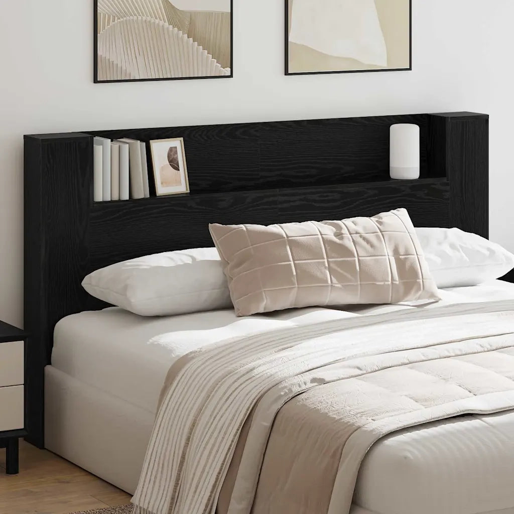 Testiera-Testata-Testiera Decorativa Rovere Nero 180 x 17 x 104,5 cm Legno multistrato