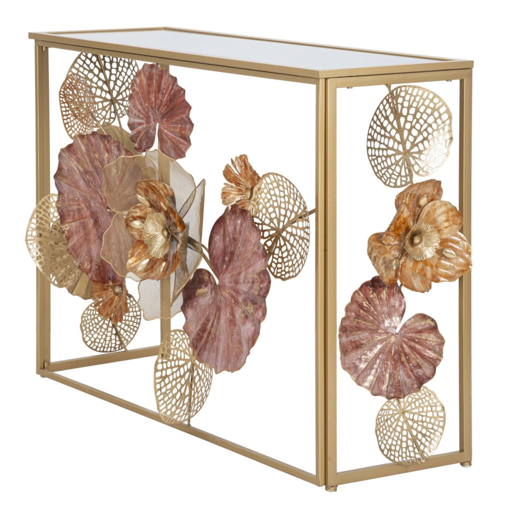 Tavolo Consolle Foglia 69, Multicolore, Metallo, 114x41,5x80 cm