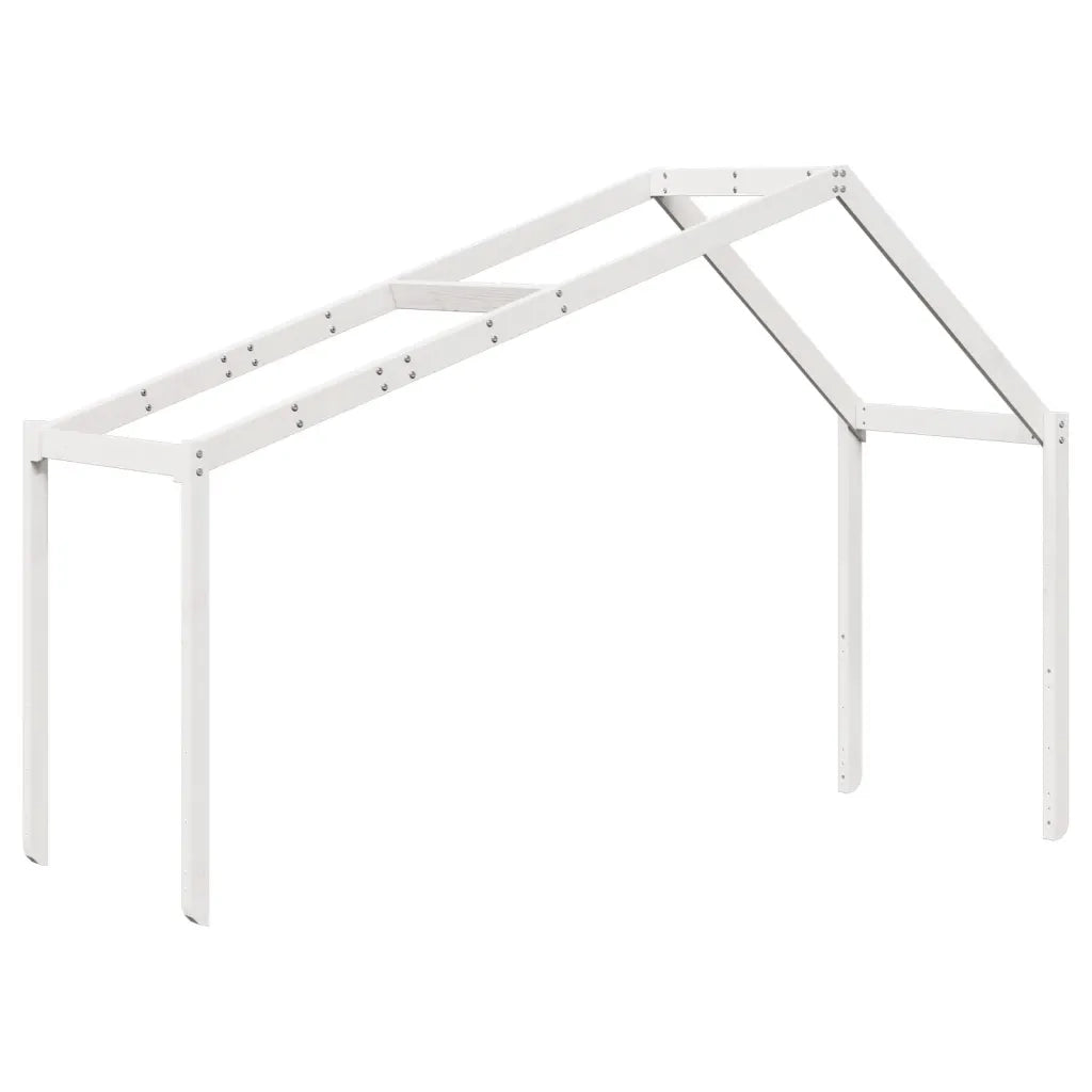 Letto a Castello con Tetto Bianco 90x200 cm in Legno di Pino