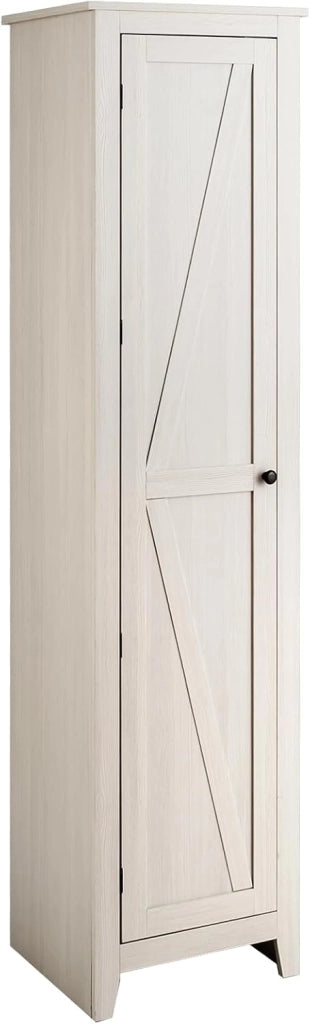 Armadietto alto da 183 cm, armadio stretto per bagno con 1 porta e 4 ripiani, armadio per la conservazione per cucina, soggiorno e bagno, armadio da cucina indipendente (Bianco)