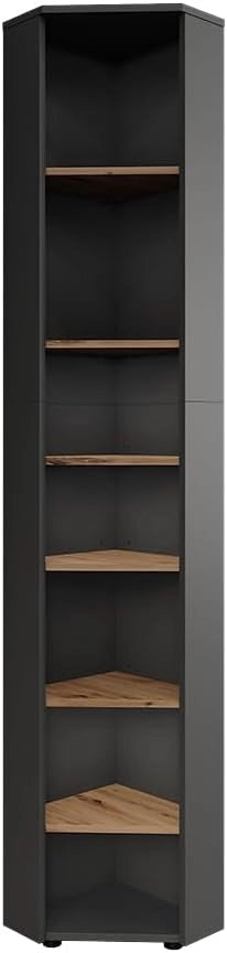Mobile alto ad angolo Irma, Antracite/Artisan, 33 x 192 cm 7 scomparti