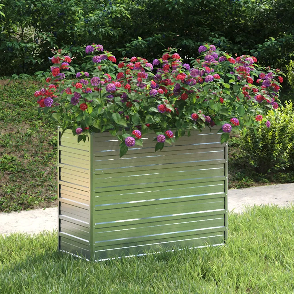 Fioriere | Cassetta per fiori | Letto Rialzato Giardino 100x40x77 cm in Acciaio Zincato Argento