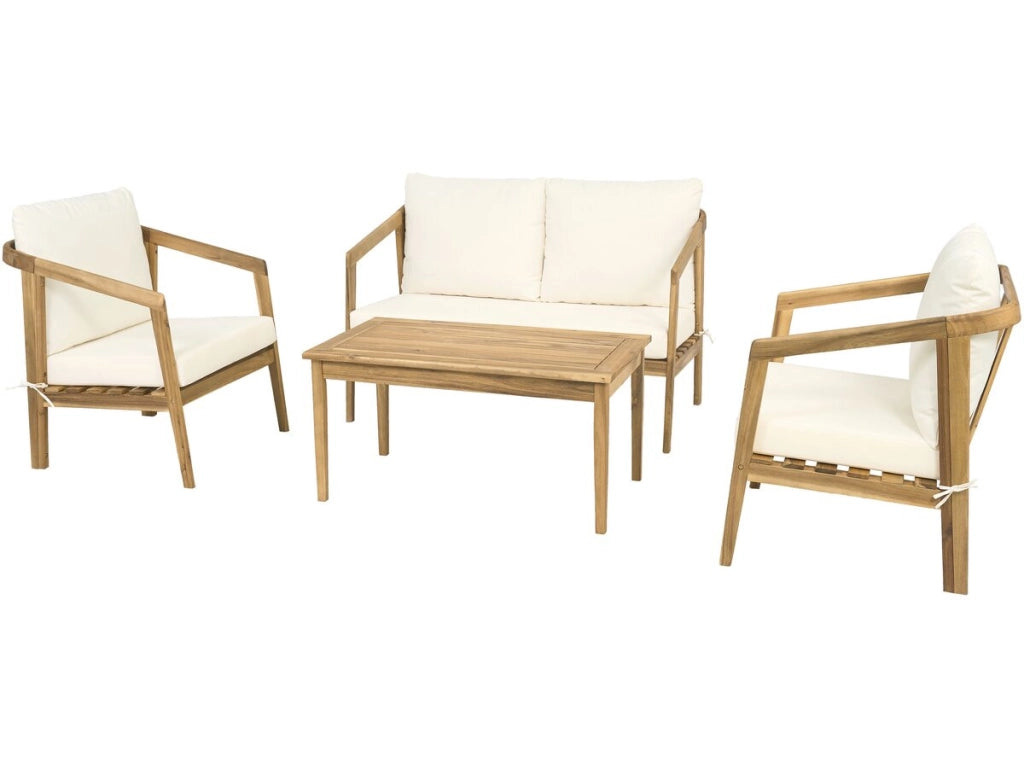 Set di mobili da giardino in legno di acacia con cuscini "Presley" - 4 posti - Beige