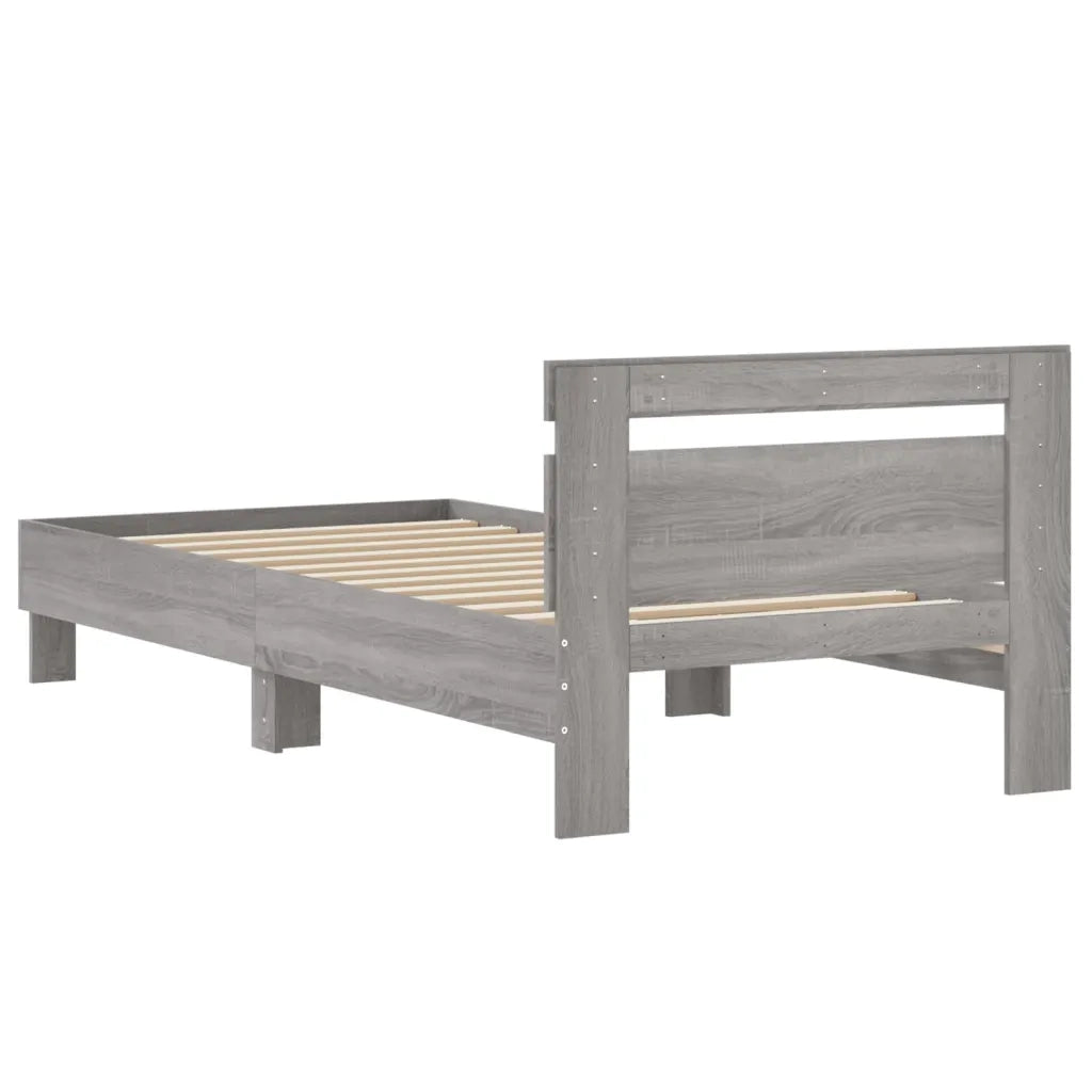 Giroletto con Testiera-Struttura Letto con testiera Grigio Sonoma 90x200cm Legno Multistrato 506423
