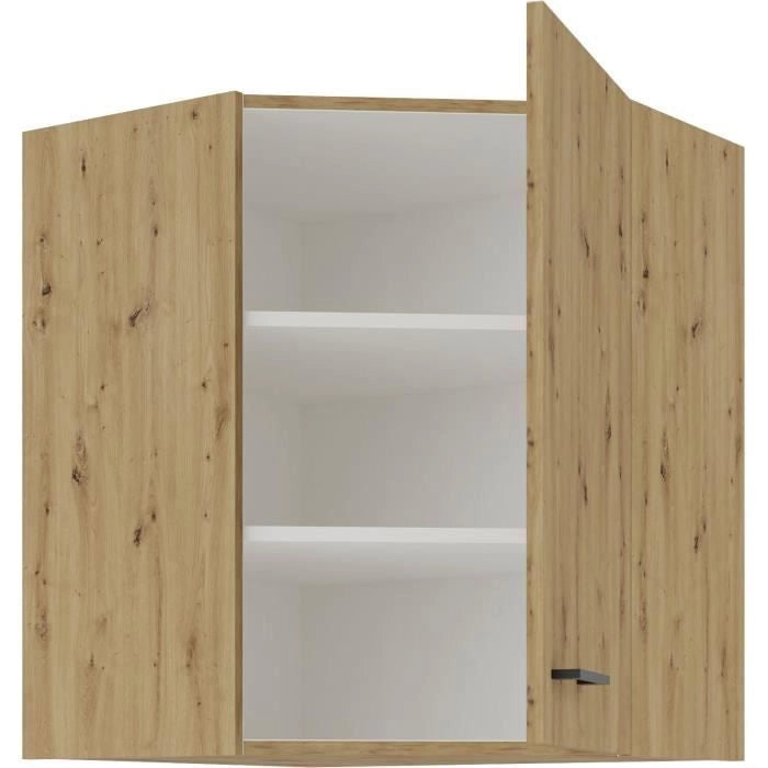 Mobile alto ad angolo - MODENA - 89 x 89 cm - Rovere artigianale e nero opaco - CUISINIER