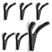 Set di 6 ganci a muro, design minimalista, ganci multifunzionali, ganci per cappe, ganci per asciugamani, ganci per cappelli in acciaio inox, con viti (nero scuro)