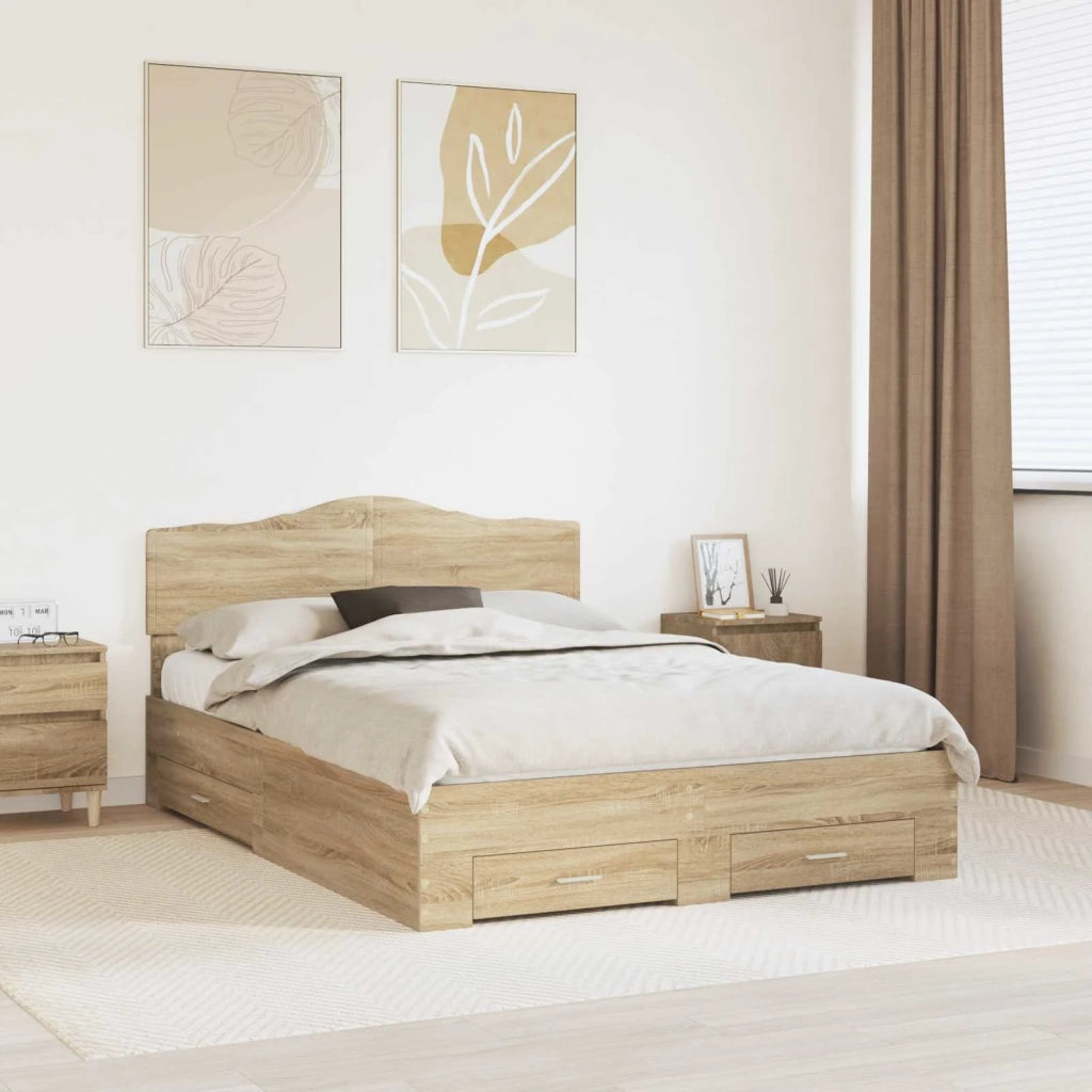 Struttura del letto con testiera Rovere Sonoma 150 x 200 cm 3413179