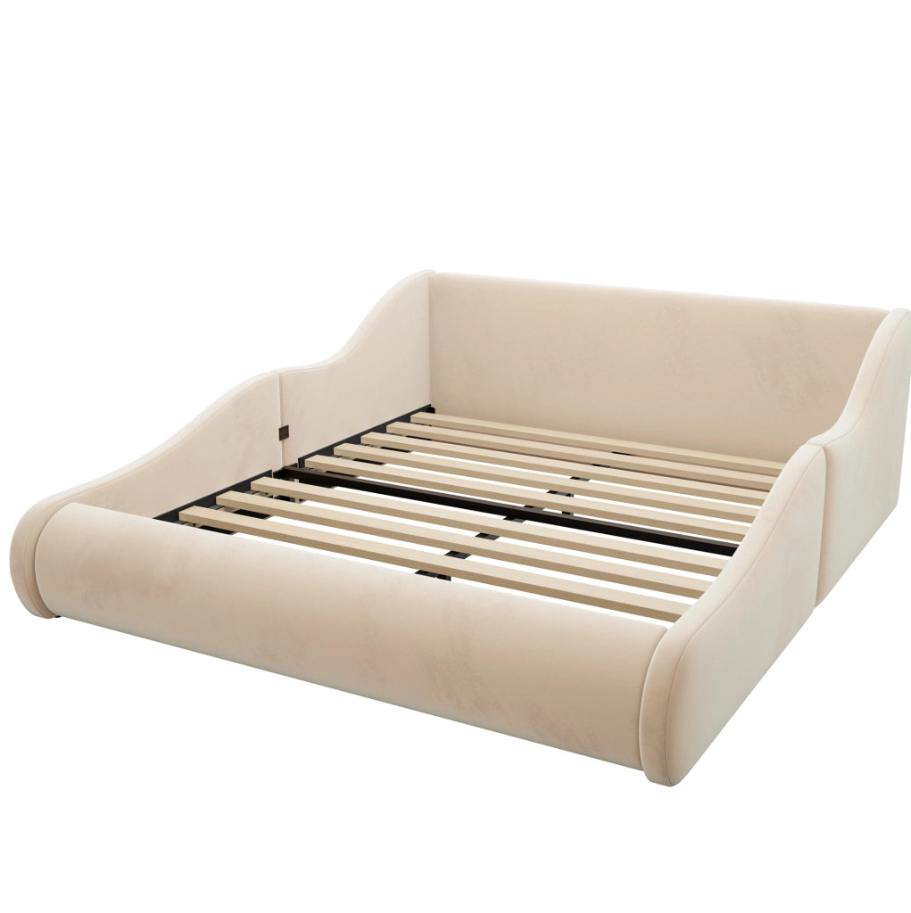LETTO Imbottito per Bambini 140x200 cm Beige con Sponde