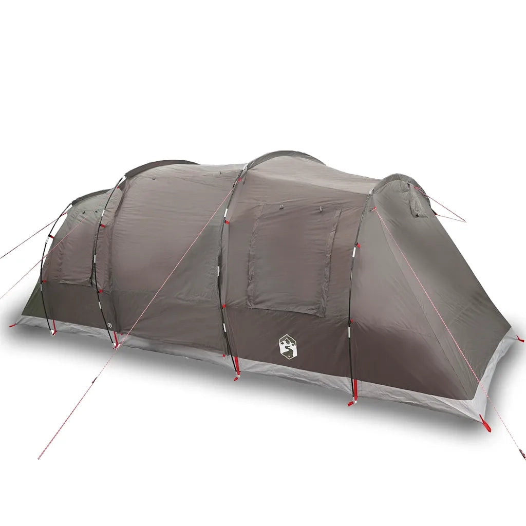 Tenda Familiare a Tunnel per 6 Persone-Tenda da campeggio Marrone Impermeabile 341077